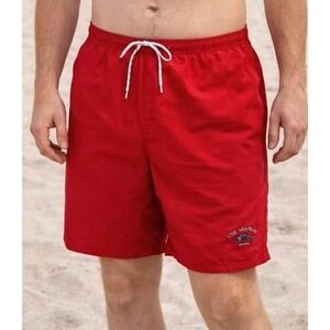 Joe Marlin Original Outfitters Mens Swim Trunks XL Red Lined Nylon 5" Inseam